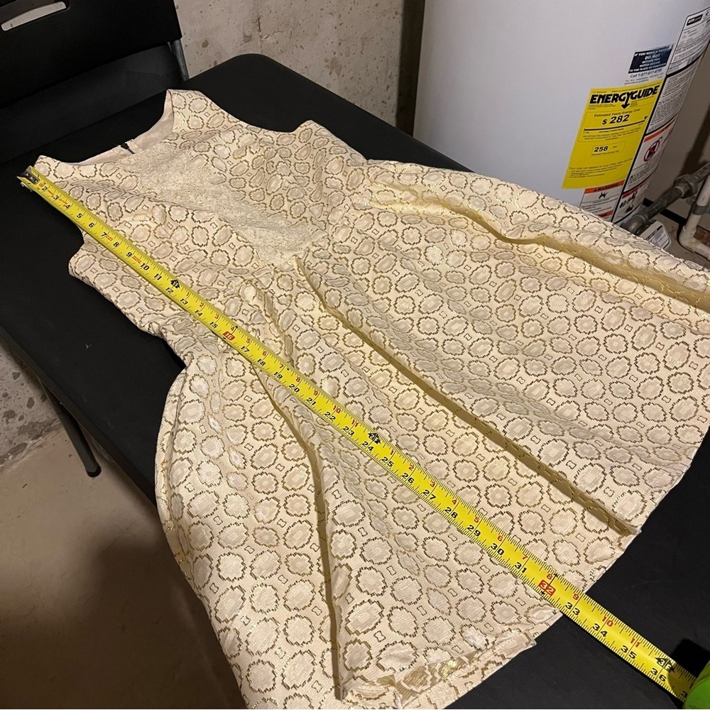 Xhilaration Brocade Fit & Flare Dress Metallic Floral Gold A Line M - Picture 8 of 8